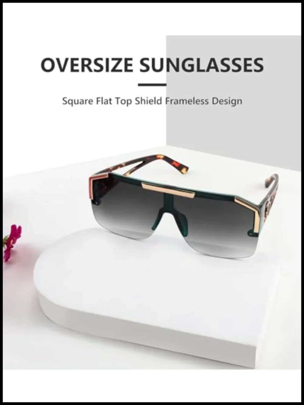 Square Oversized Shield Sunglasses Flat Top One Piece Lens UV400 Protection